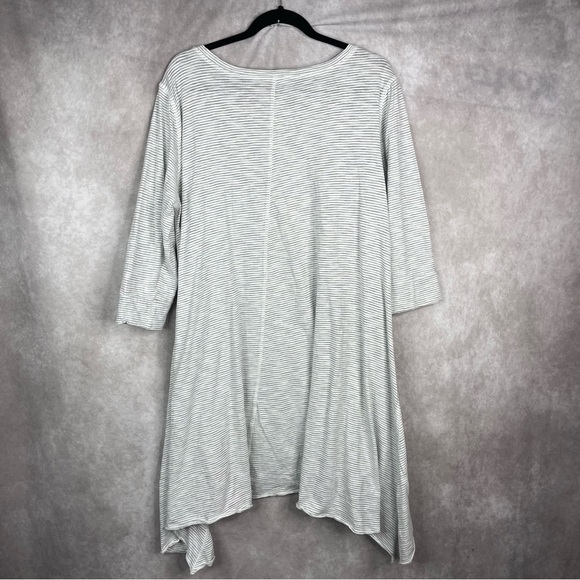 Sundance Striped Asymmetric Hem Henley Shirt Dress In White Size L - Picture 4 of 7